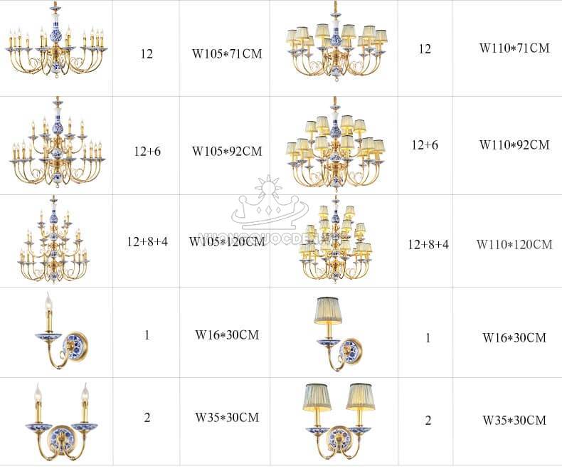 Đèn chùm đồng chao gốm sang trọng ABR137-9